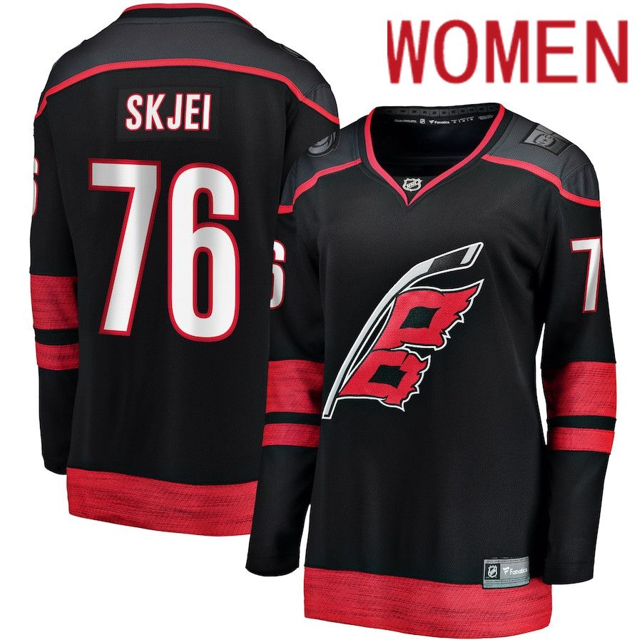 Women Carolina Hurricanes #76 Brady Skjei Fanatics Branded Black Home Breakaway Player NHL Jersey